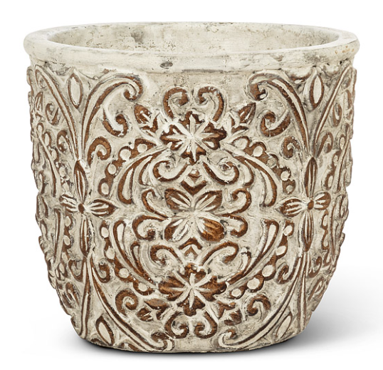 Planter Emboss Round 5 Med | Edelweiss Imports